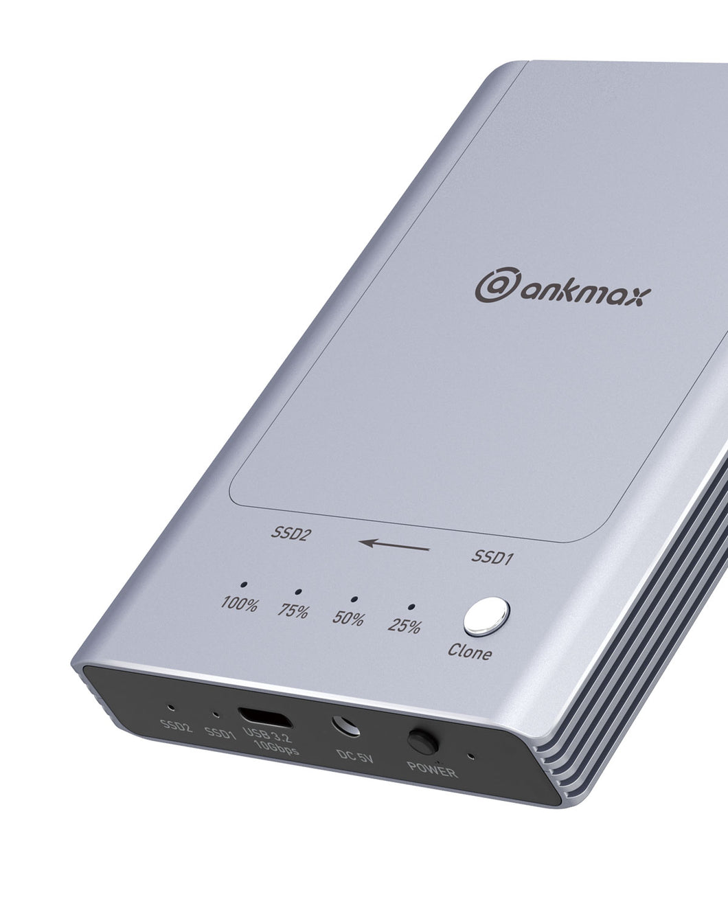 Ankmax M2U32C Dual-Bay NVMe M.2 SSD Duplicator, Tool-Free Aluminum USB3.2 10Gbps External M.2 SSD Enclosure