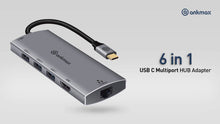 Load and play video in Gallery viewer, Ankmax P631HG USB C Hub Ethernet Adapter with 4K HDMI, 1Gbps Ethernet , 3 USB 3.1, 60W PD
